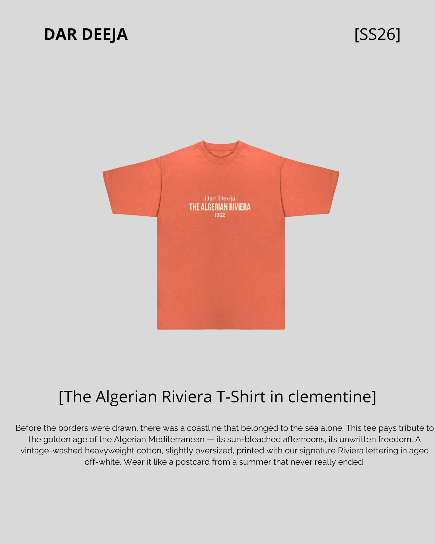 T-Shirt Oversize Clementine — The Algerian Riviera 1962 | Dar Deeja