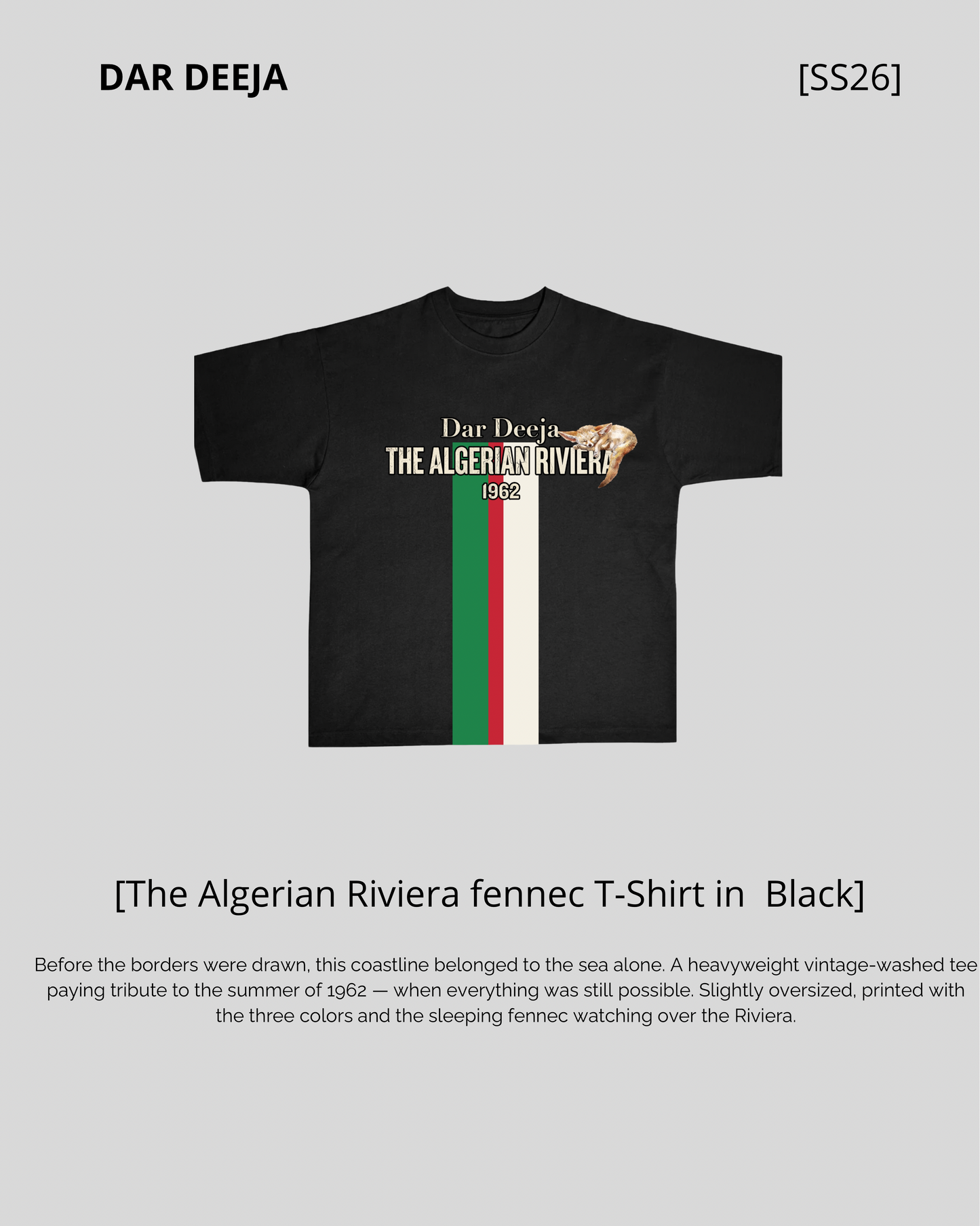 T-Shirt Oversize black fennec — The Algerian Riviera 1962 | Dar Deeja