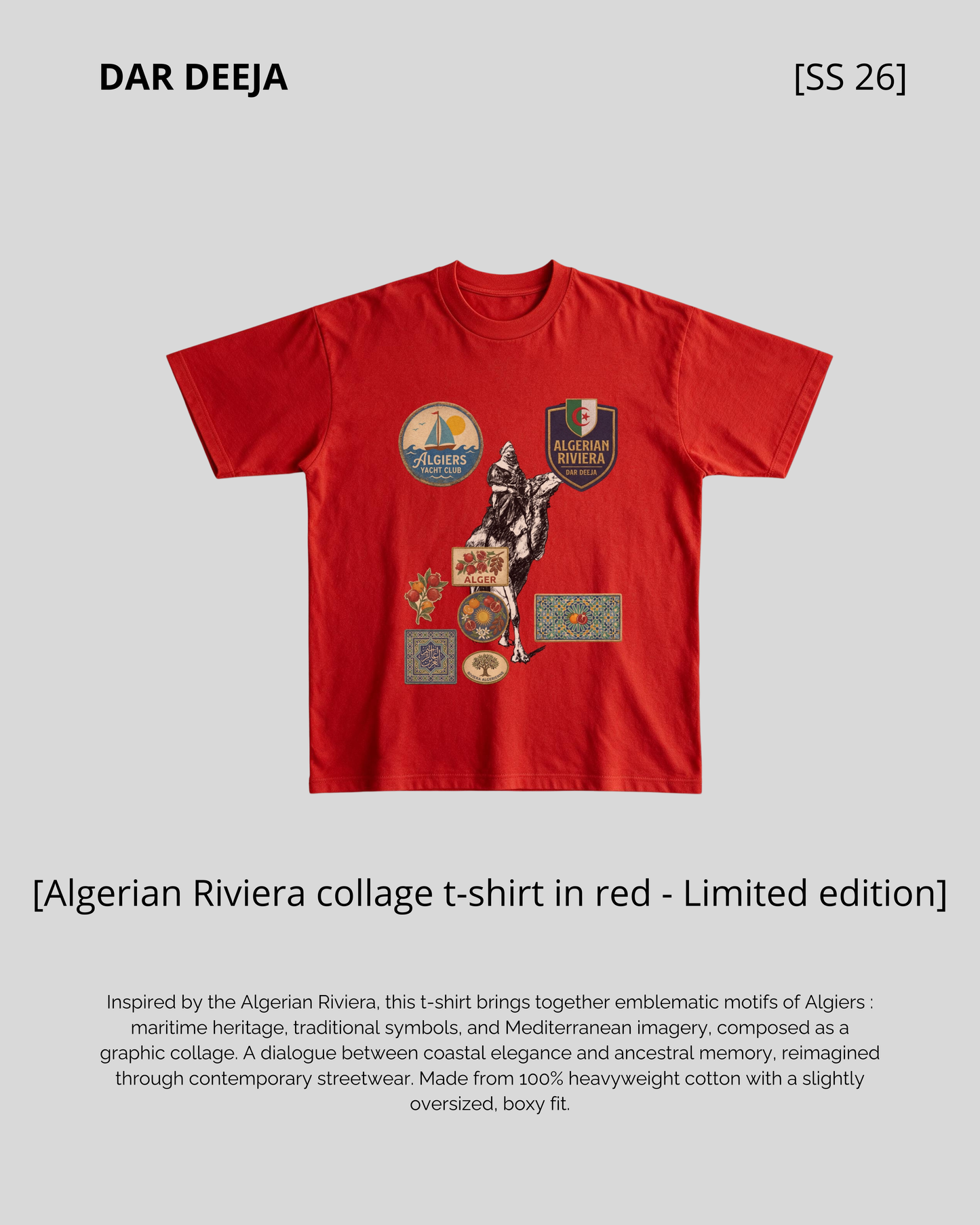 T-shirt Mediterranean Heritage Rouge – Édition Limitée | Coton Bio | Dar Deeja