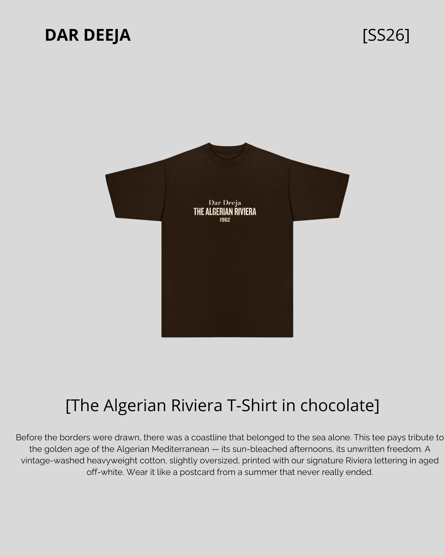 T-Shirt Oversize Coffee — The Algerian Riviera 1962 | Dar Deeja