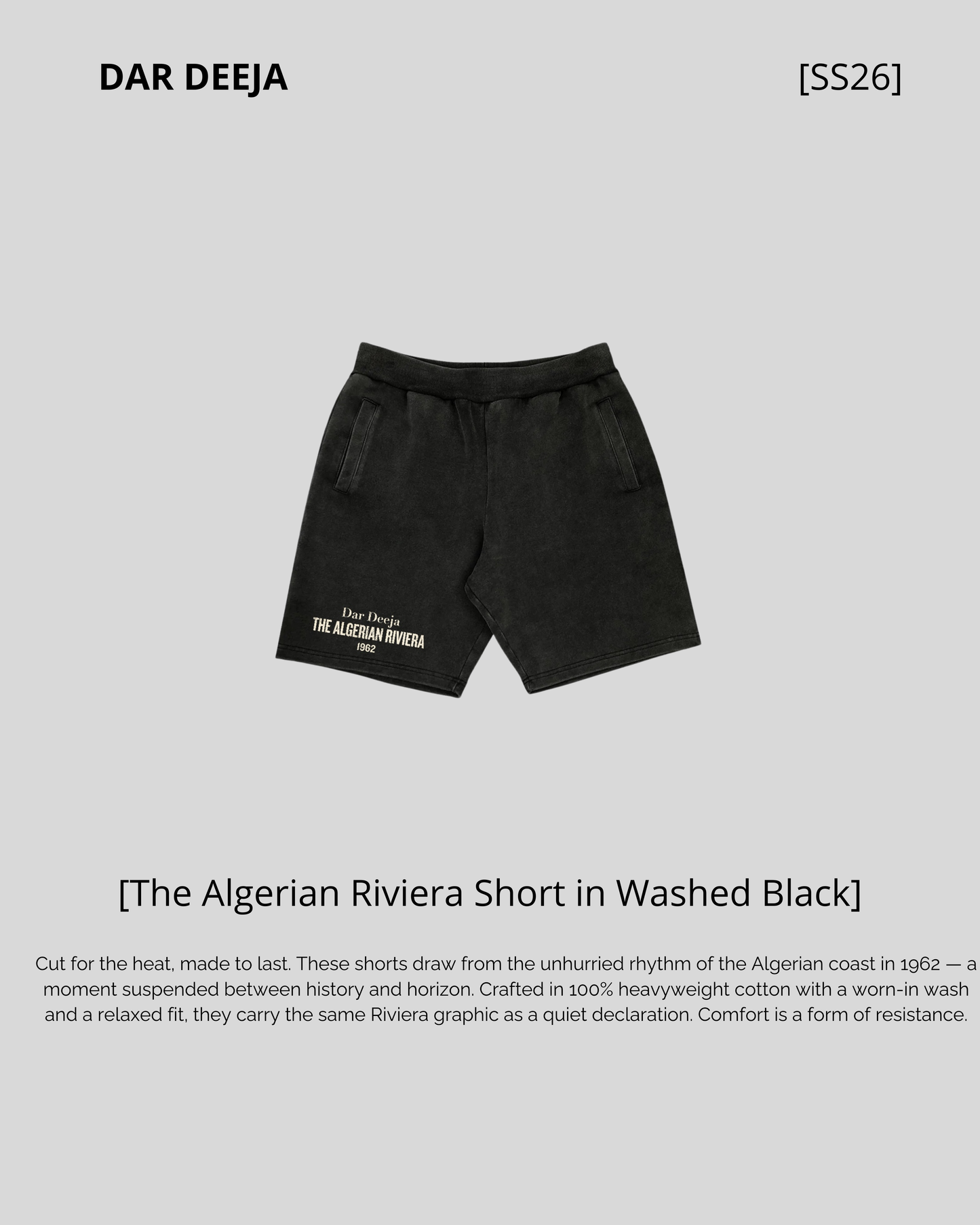 Short Oversize Washed Black — The Algerian Riviera 1962 | Dar Deeja