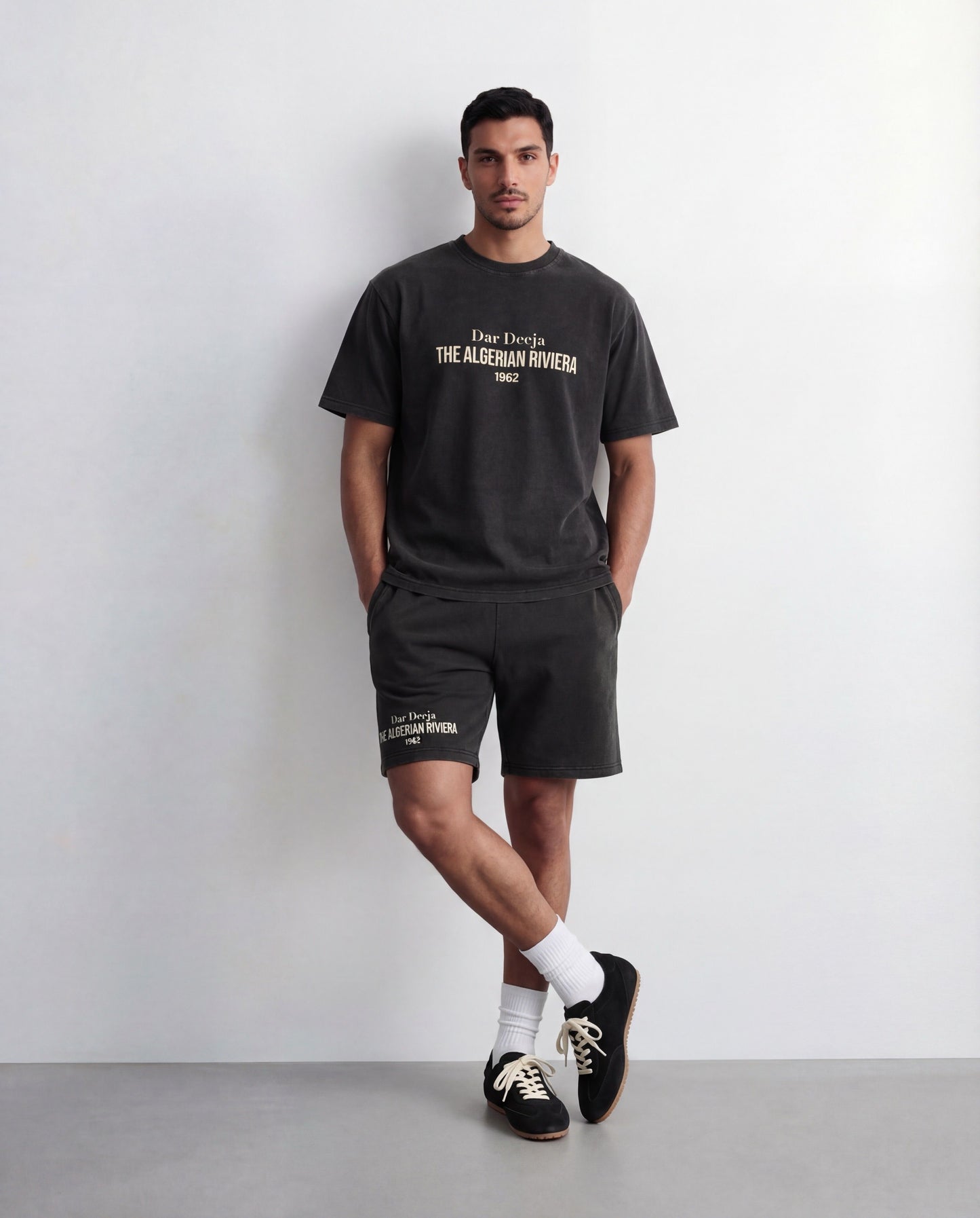 Oversized Washed Black T-Shirt — The Algerian Riviera 1962 | Dar Deeja