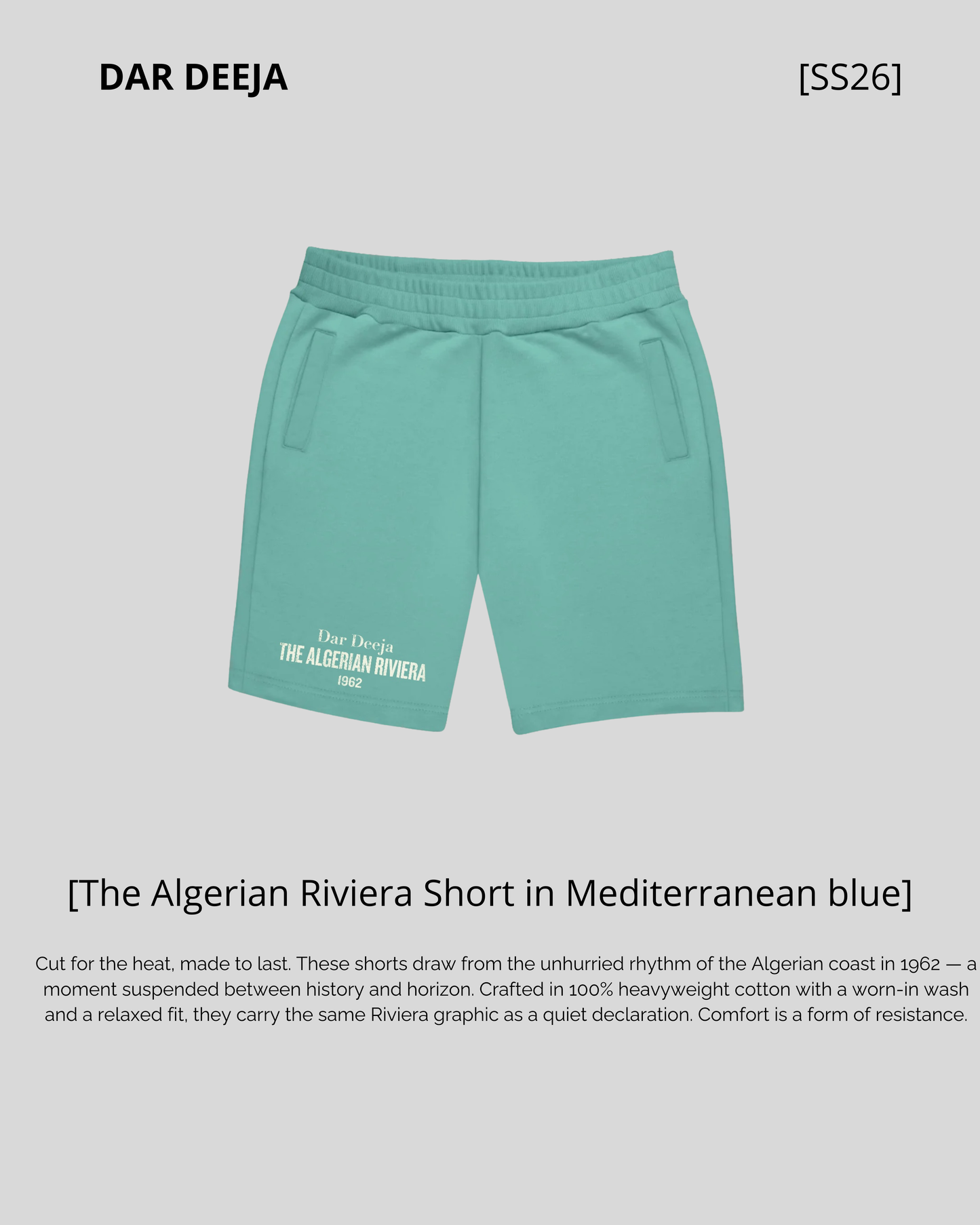 Short Oversize Mediterranean Blue — The Algerian Riviera 1962 | Dar Deeja