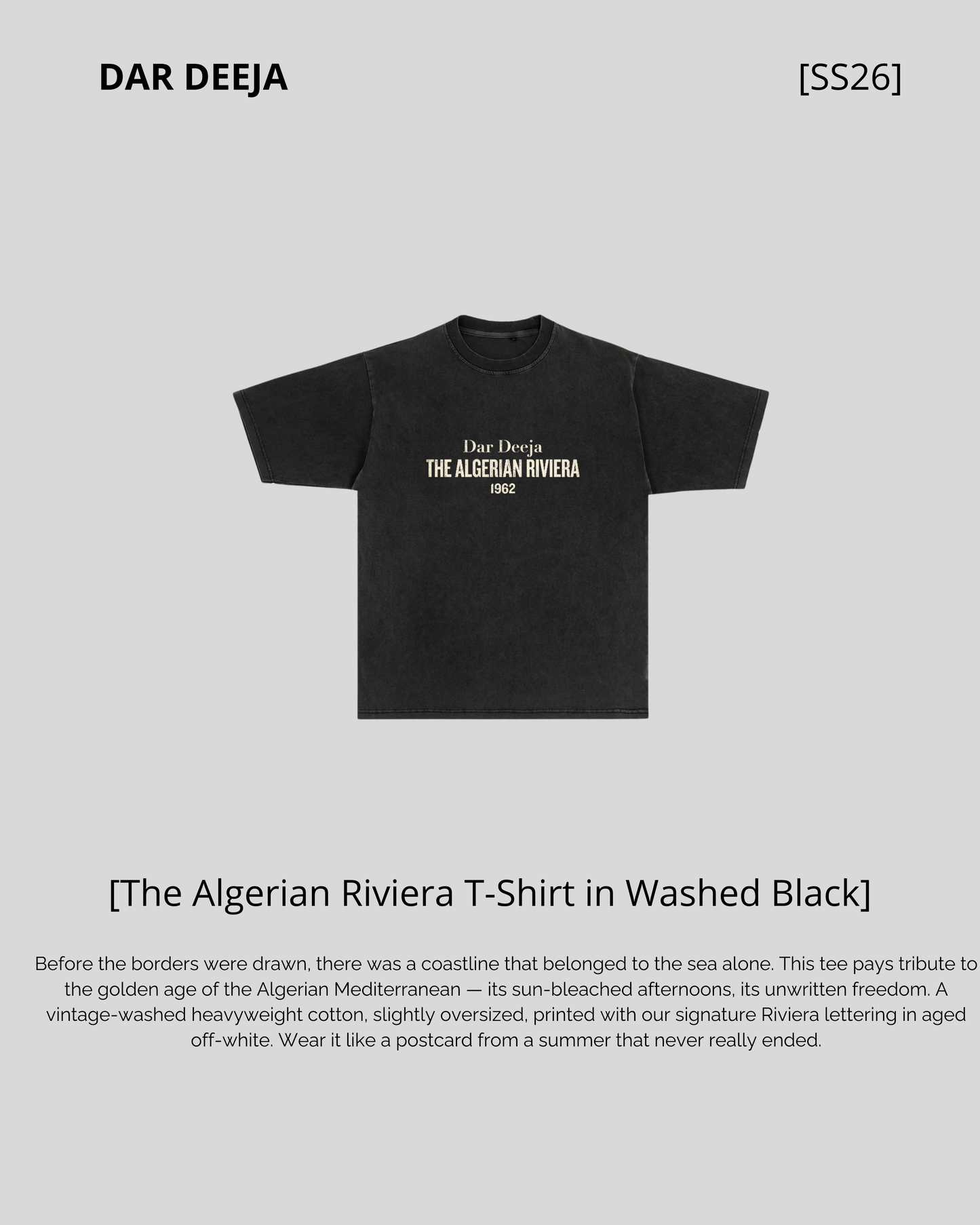 Oversized Washed Black T-Shirt — The Algerian Riviera 1962 | Dar Deeja