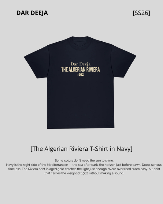 T-Shirt Oversize Navy — The Algerian Riviera 1962 | Dar Deeja
