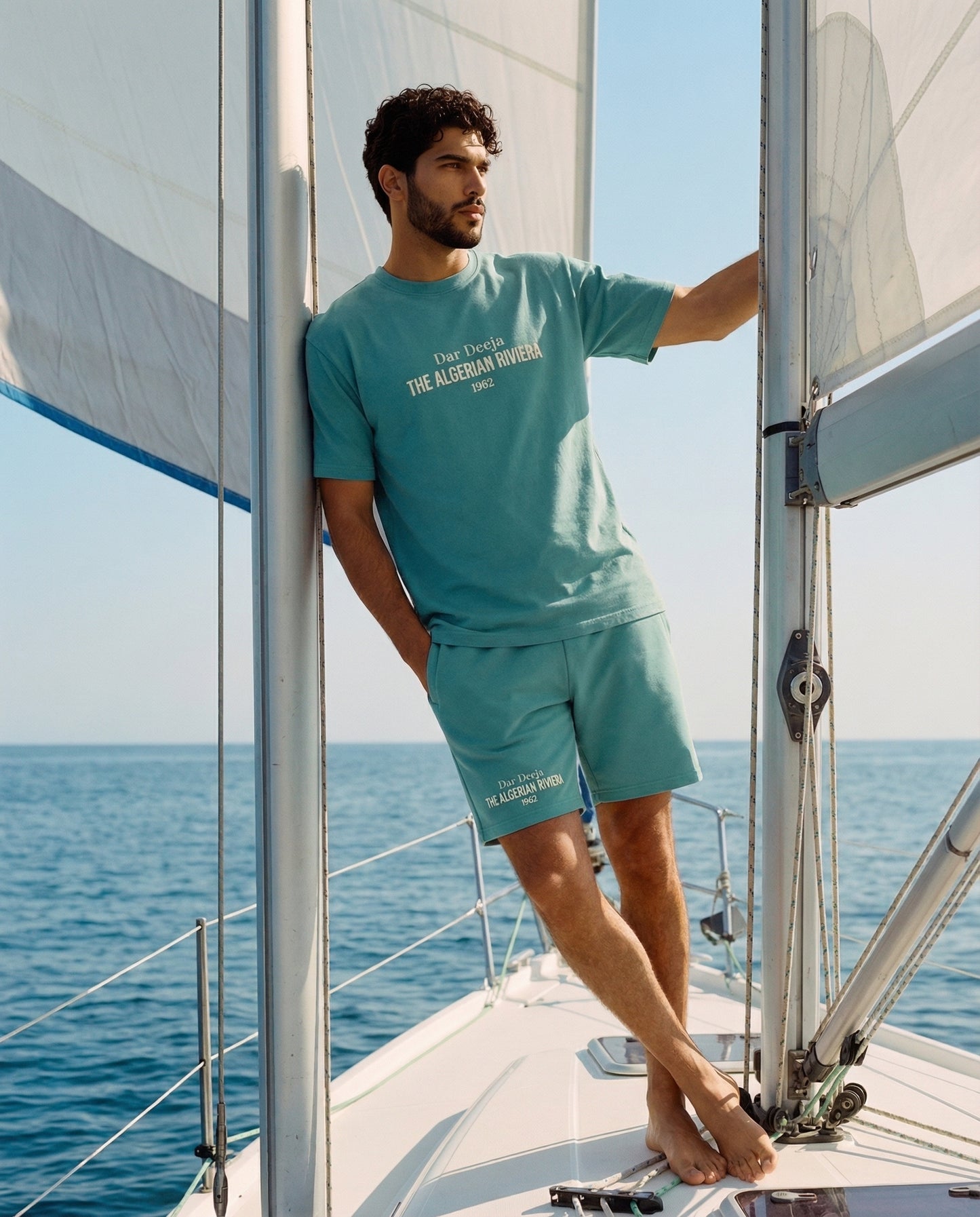 T-Shirt Oversize Mediterranean Blue — The Algerian Riviera 1962 | Dar Deeja
