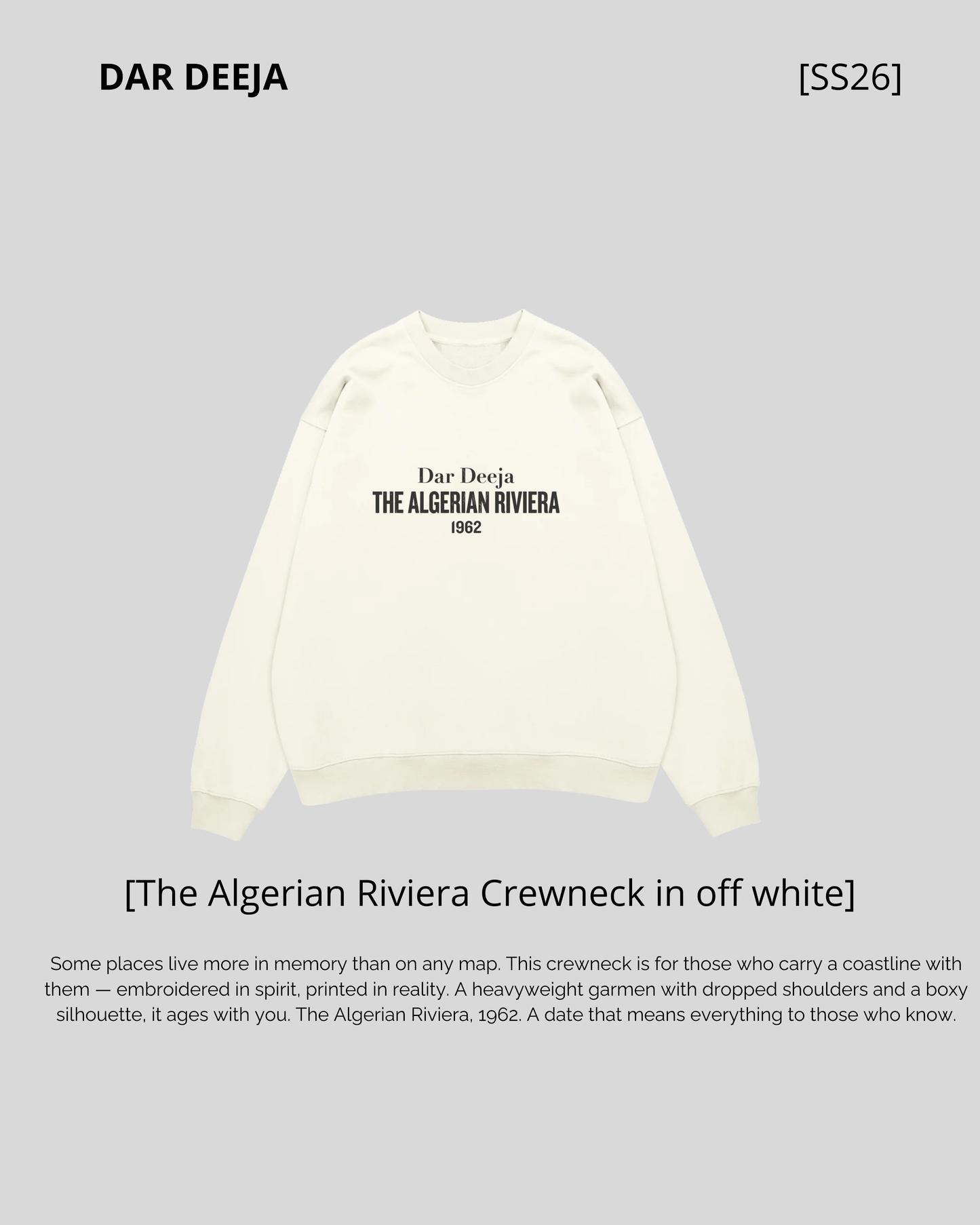 Crewneck Oversize Off-White — The Algerian Riviera 1962 | Dar Deeja
