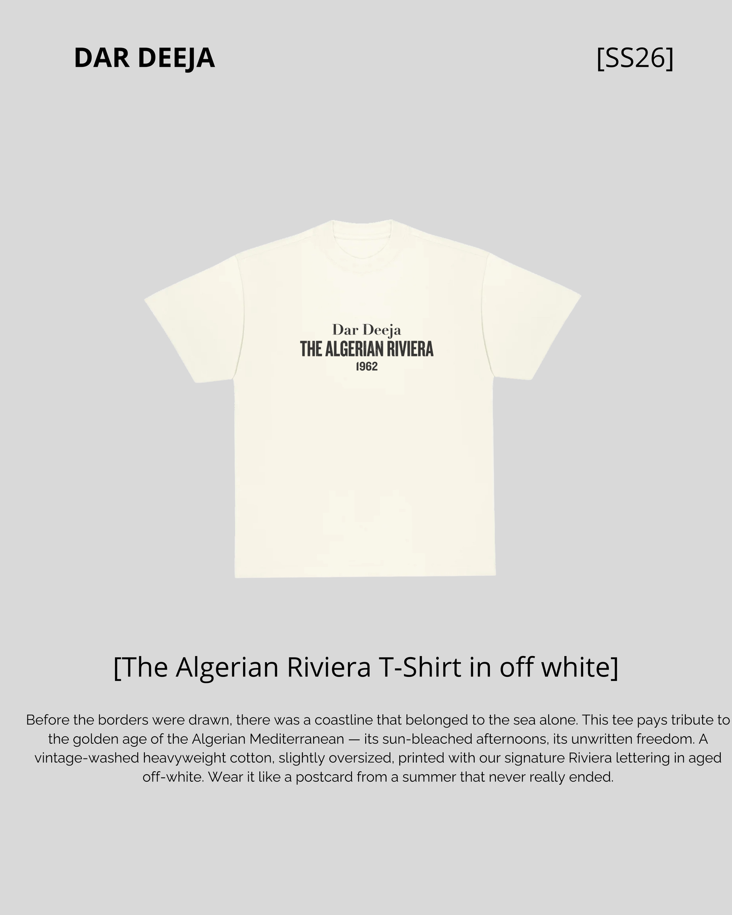 Off-White Oversized T-Shirt — The Algerian Riviera 1962 | Dar Deeja