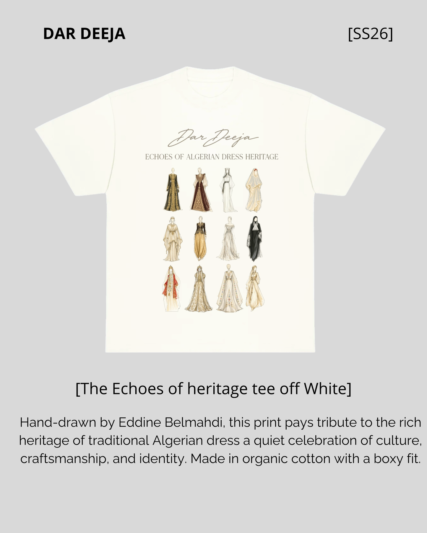 The Echoes of Algerian dress Heritage Tee — Off White